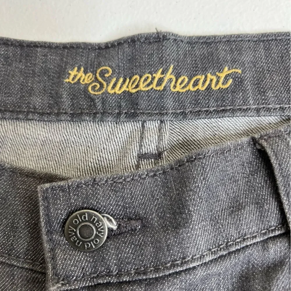Old Navy Sweetheart Gray Five Pocket Jeans Straight Leg Women 16 Cotton Spandex